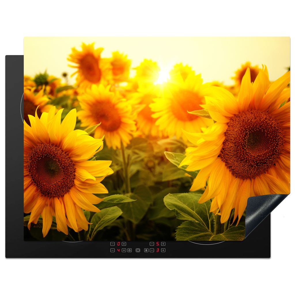 KitchenYeah Herdabdeckplatte Sonnenblume - Gelb - Blumen - Sonne , 77x59cm, Küche Deko, Glaskeramikkochfeld Herdabdeckung, Abdeckplatte fùr Koc...