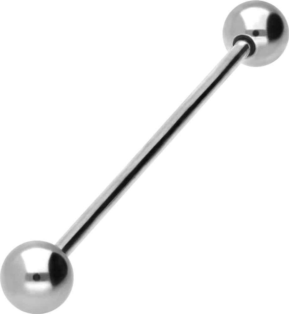 Zungenpiercing, Intim-Piercing Titan Barbell Silber Stablänge: 42mm + Stabstärke: 1,6mm + Kugelgröße: 6mm