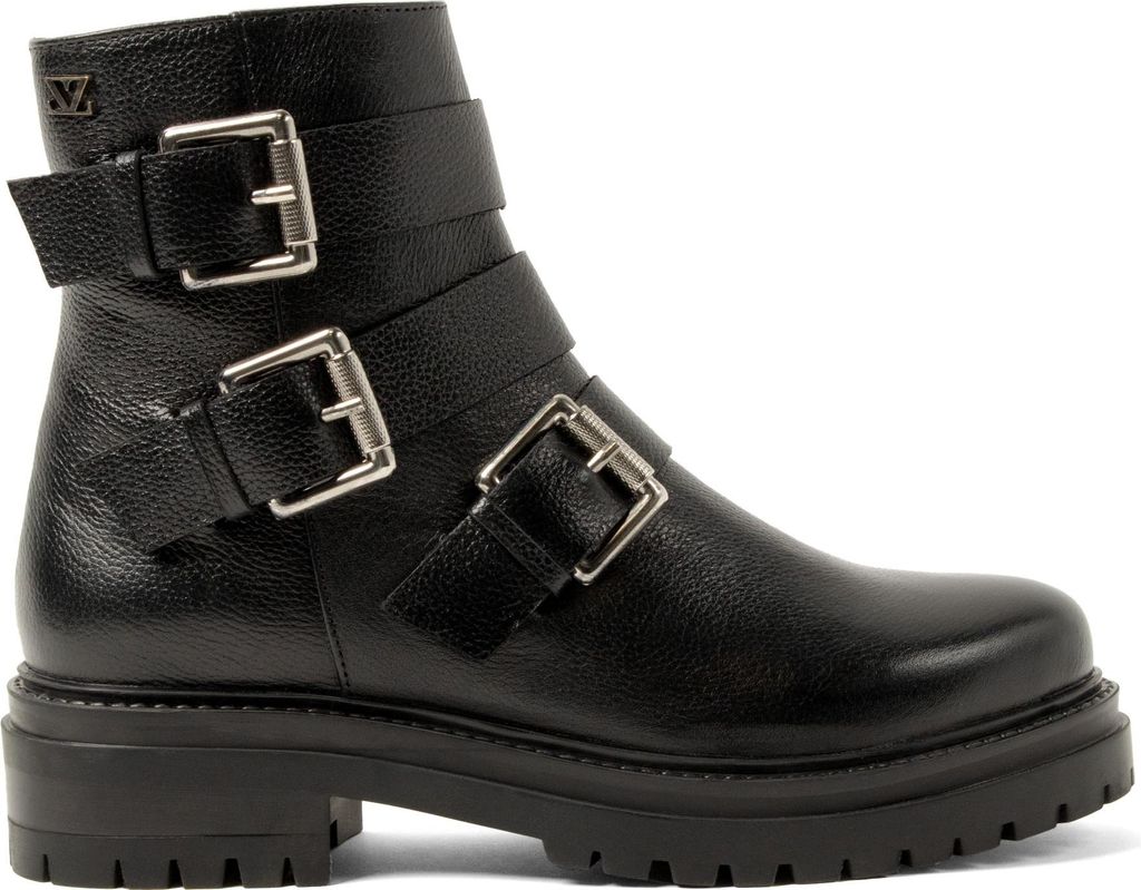 Lazamani Reina Damen Leder Biker-Boots Black Größe 37