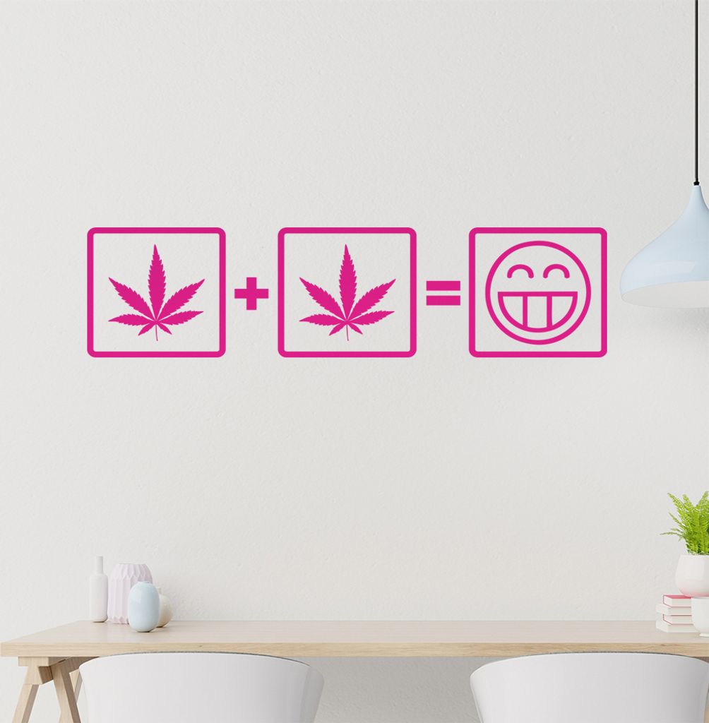 Hnafblatt + Hanfblatt Wandtattoo in 6 Größen - Wandaufkleber Wall Sticker - Dekoration, Küche, Wohnzimmer, Schlafzimmer, Badezimmer