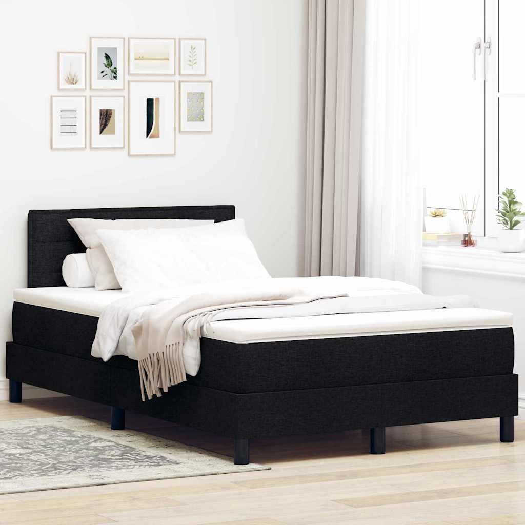 Maison Exclusive - Boxspringbett mit Matratze mit LED Schwarz 120 x 190 cm Stoff