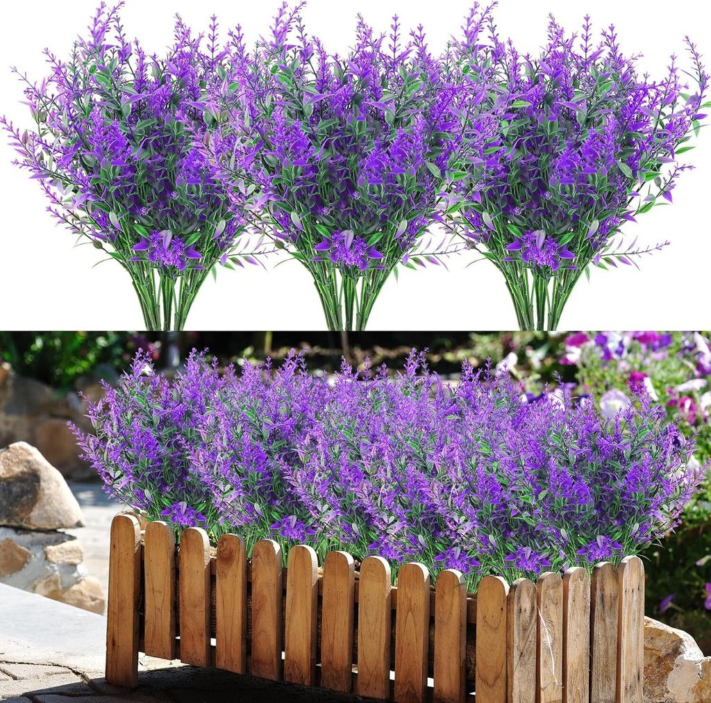 Künstliche Pflanzen Blumen UV Beständig Kunstblumen Im Topf Wie Echt 10 Bündel Fake Flowers Sträucher Deko Kunstblume Künstliche Balkonpflanze...