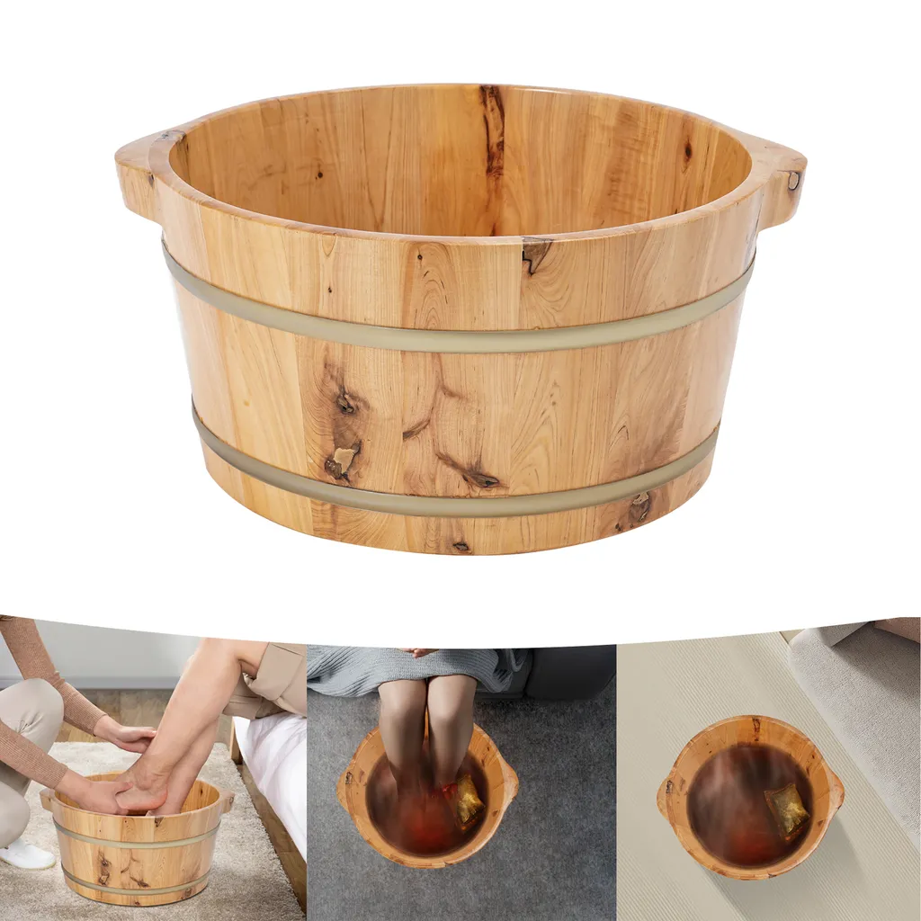 Bain de pieds en bois contre jambes lourdes Seau de soin 36.5x18cm