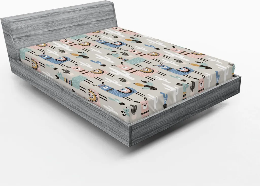 Drap-housse 180x200 cm Doux et Coloré Lama pour un Sommeil Enfant Paisible