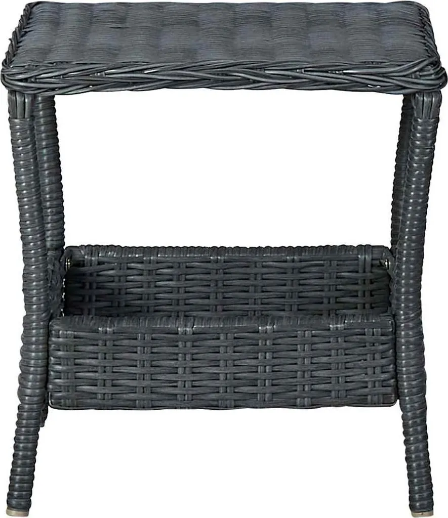 Table de jardin carrée 45cm en polyrotin gris foncé résistant aux UV