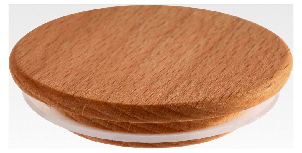 12er Set Einmachgläser Deckel aus Holz mit Silikondichtung, Ø 7 cm