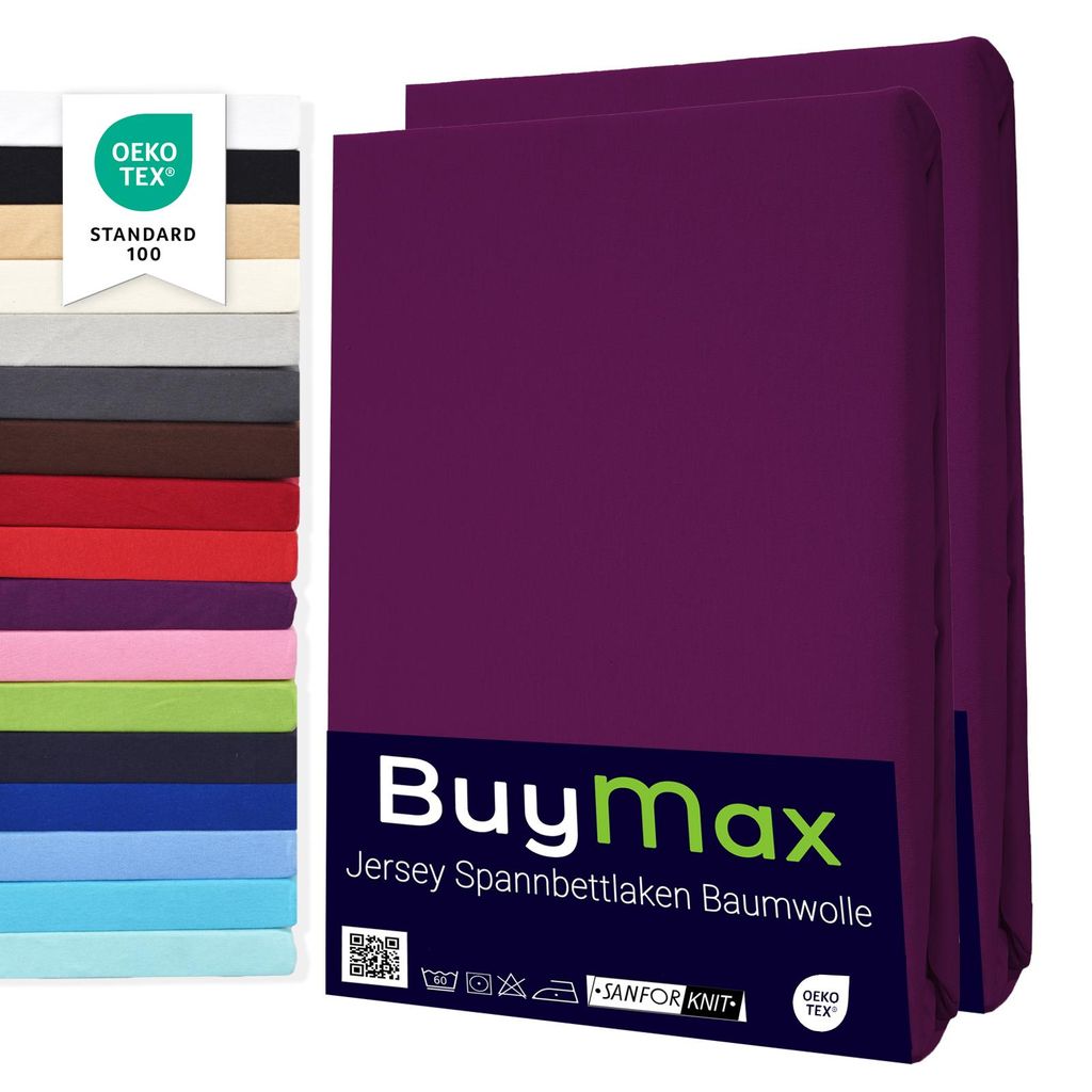 Buymax Spannbettlaken 80x200cm Doppelpack 100% Baumwolle Produktbild 