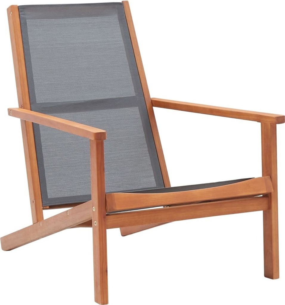 Garten-Loungestuhl Grau Eukalyptus Massivholz und Textilene