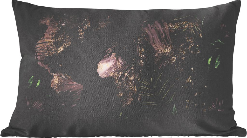 MuchoWow Zierkissen Sofakissen Wohnzimmer Dekokissen 50x30 cm Weltkarte - Luxus - Pflanzen - Wohnzimmerdekoration - Polster mit Photo