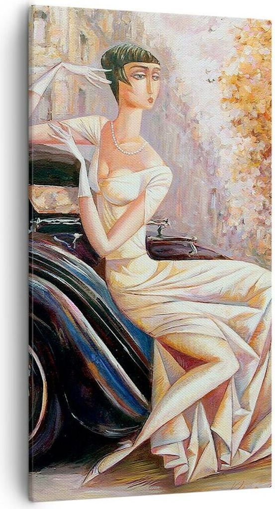 Bild auf Leinwand - Leinwandbild - frau retro stil - 55x100cm - Wand Bild - Wanddeko - Wandbilder - Leinwanddruck - Bilder - Kunstdruck - Wanddekor...
