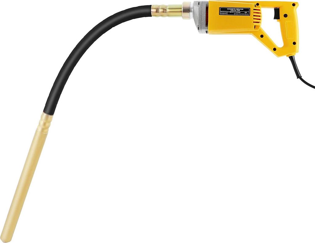 Elektrischer Betonrüttler - Flaschen-/Nadelvibrator - 220V EU‐Stecker - 800W Motor, 600W Ausgangsleistung - 5600/min Vibration - 4500 U/min - Gelb