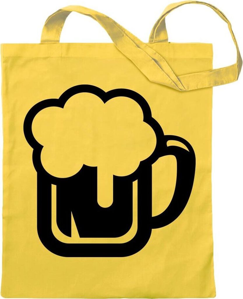 Kiwistar - Baumwolltasche - gelb - Bierkrug Bierfass trinken Glas - Tragetasche Stoffbeutel Umhängetasche langer Henkel