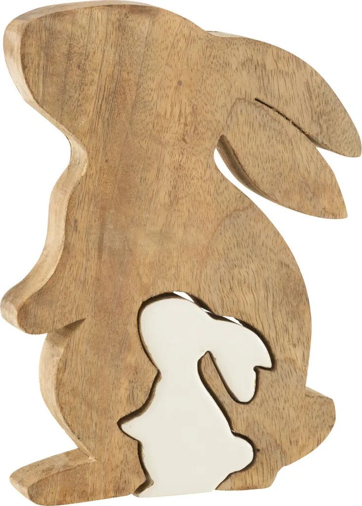Objet Déco Lapin en Bois de Manguier J-Line - Décoration Durable et Chic