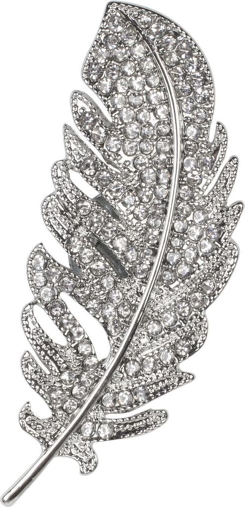 styleBREAKER Damen Magnet Schmuck Brosche Feder mit Strass, für Schals, Tücher oder Ponchos 05050068