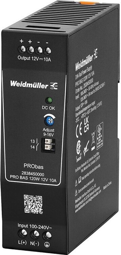 Weidmüller PRO BAS 120 W 12 V 10 A Zasilacz prądu stałego Zdjęcie produktu 