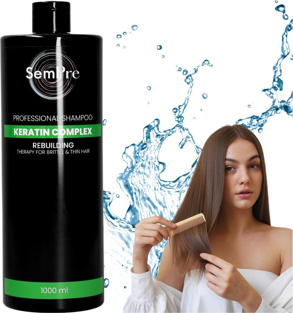 Sempre | Keratin Shampoo - 1000 ml - Regenerierend - Für geschädigtes Haar - Professionelle Pflege