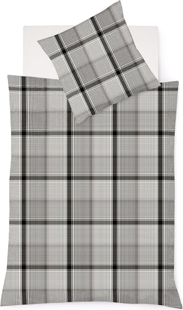 Fleuresse Lech Edelflanell Bettwäsche 200x200 Karo grau Produktbild 