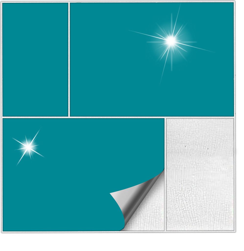 Kiwistar Fliesenaufkleber Türkisblau Glänzend - 10 x 10 cm - 25 Stück - Klebefliesen Fliesenmuster Stickerfliesen Wandfliesen überkleben