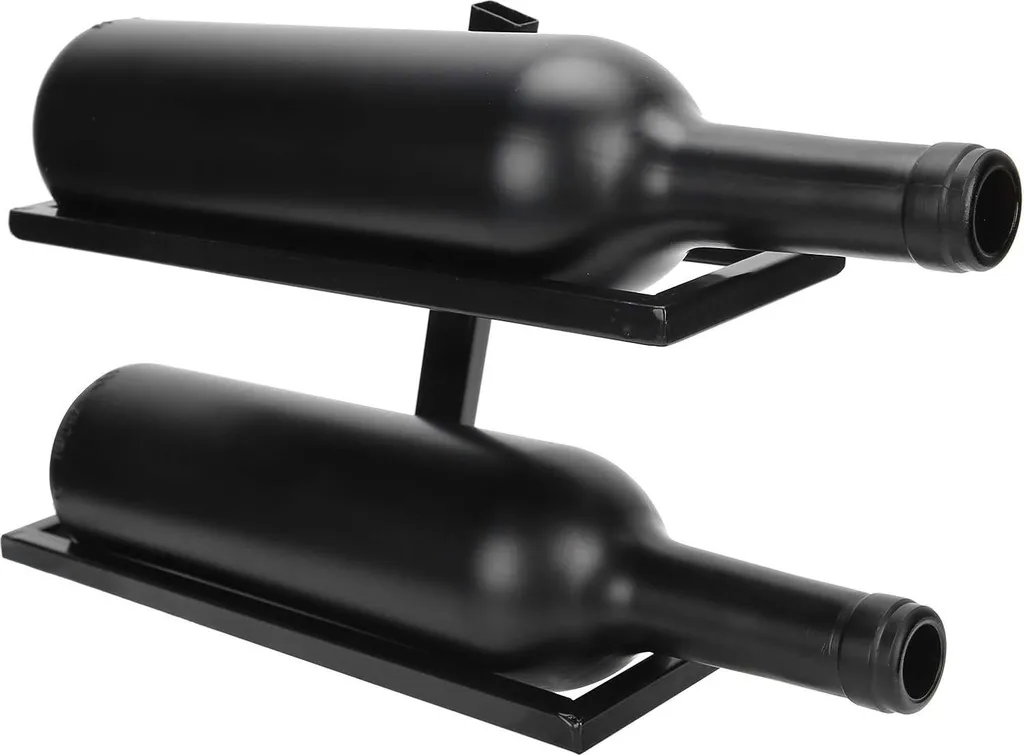 Porte-bouteille mural design noir mat en métal - Support Vin 2 Places