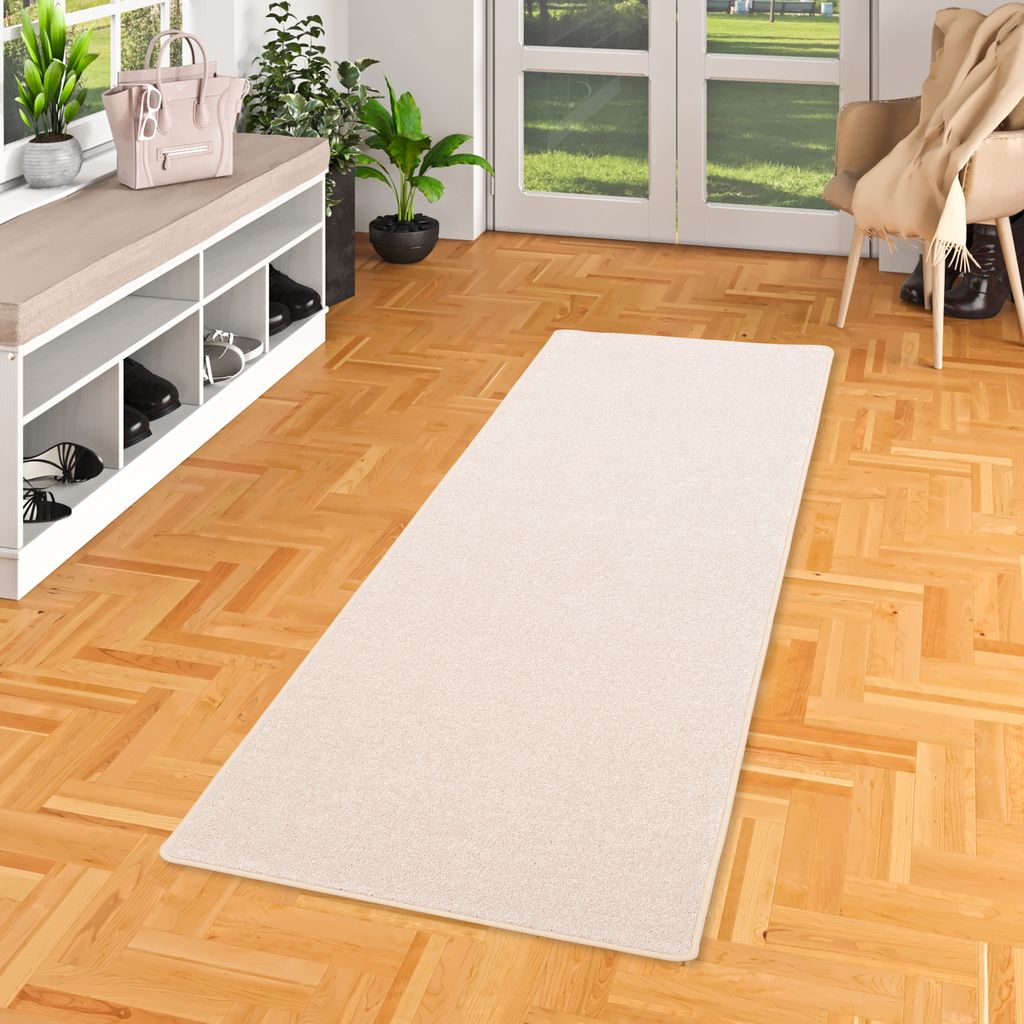 Hochflor Velours Läufer Teppich Luna Champagner, Größe:100x100 cm