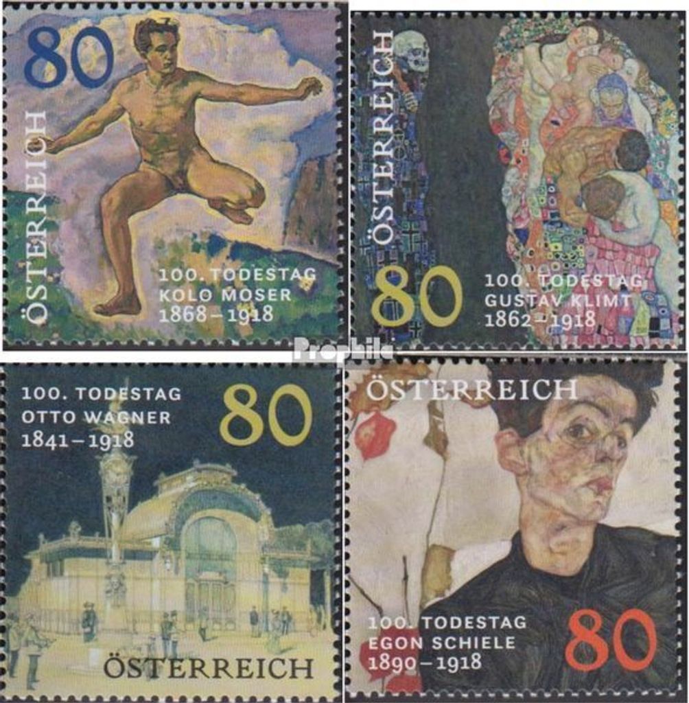 Briefmarken Österreich 2018 Mi 3423-3426 (kompl.Ausg.) postfrisch Gustav Klimt u.a.