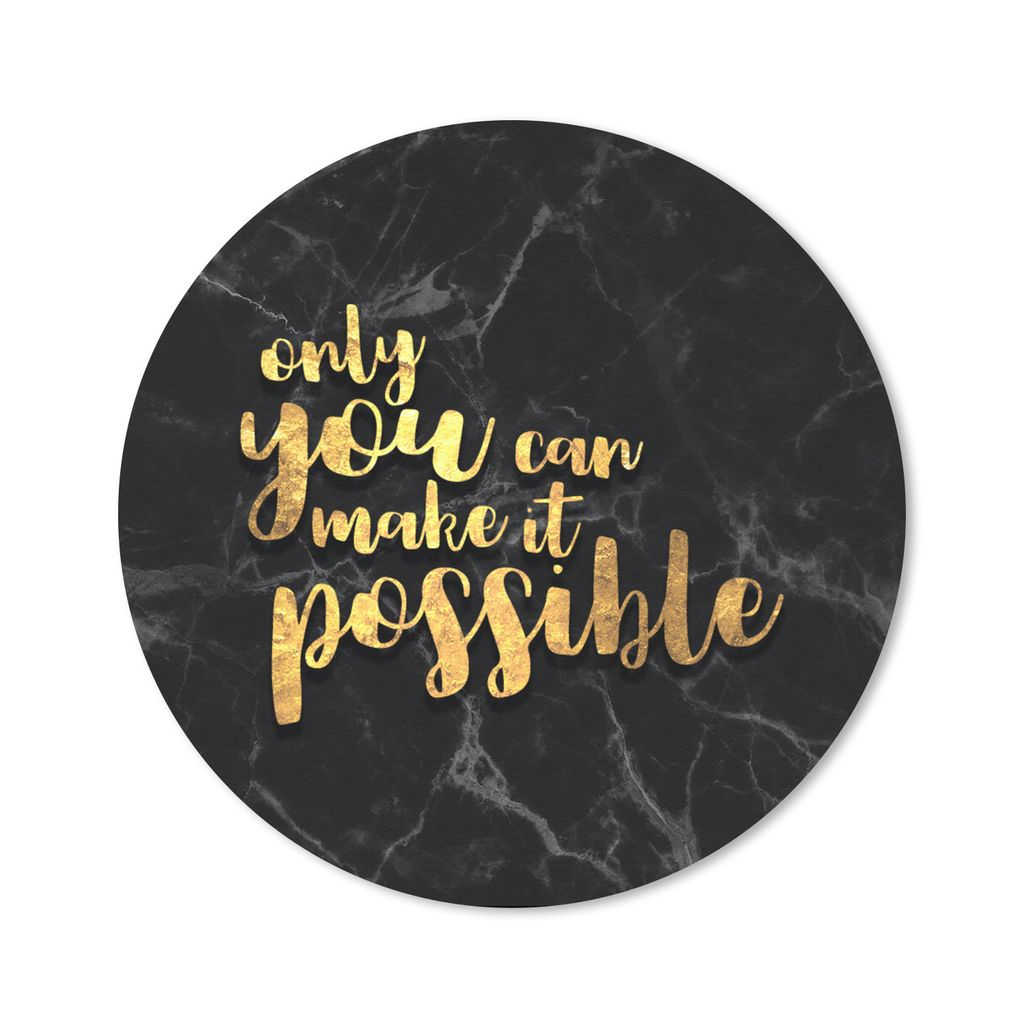 MuchoWow Mauspad Mousepad Zitat - Motivation - Marmor - Gold 50x50 cm - Mousepads - Maus Mat - Pad - Mausunterlage - Vinyl