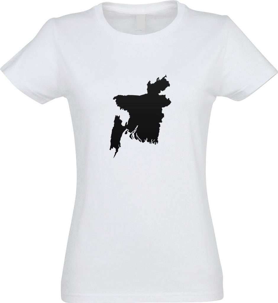 Kiwistar - T-Shirt tailliert - Damen - Weiss - Bangladesch Umriss Kontur - mit Motiv Bedruckt - Funshirt Design - Sport - Freizeit - Damen - XXL