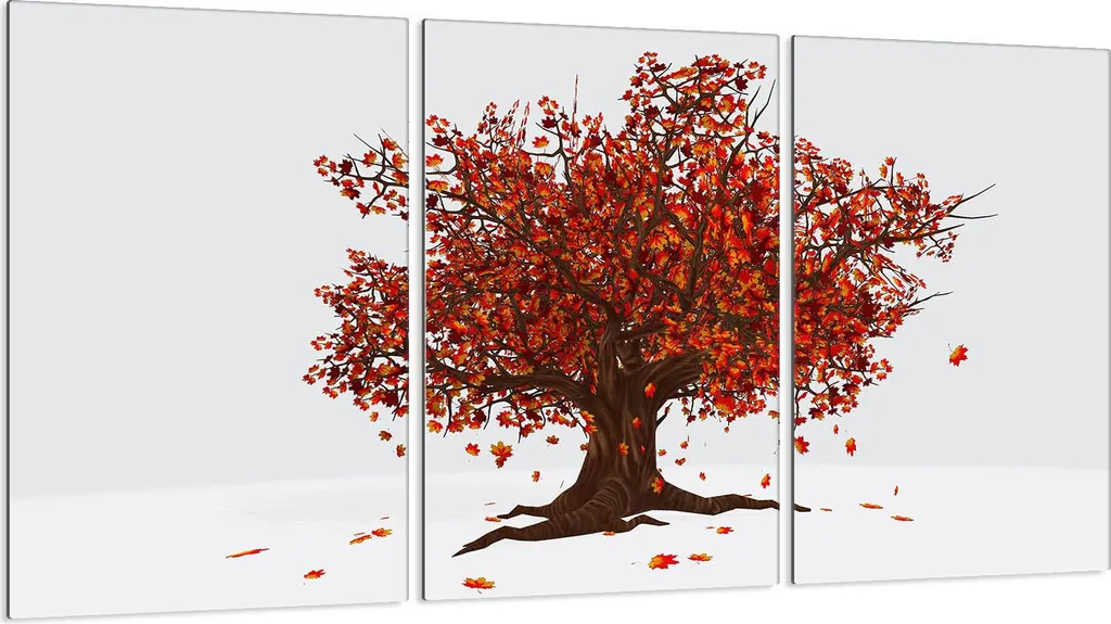 Piastre copriforno 3 pezzi 30x52 Vetro copriforno in ceramica, fogliame d'albero