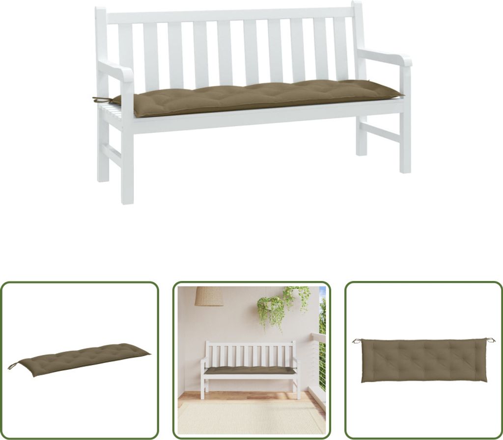 The Living Store Gartenbank-Auflage Melange Taupe 150x50x7 cm Stoff