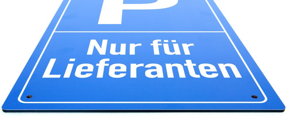 Nur für Lieferanten - Schild - Hochformat - blau - 4 mm Alu Verbundplatte (30 x 20 cm Bohrloch 4 x)