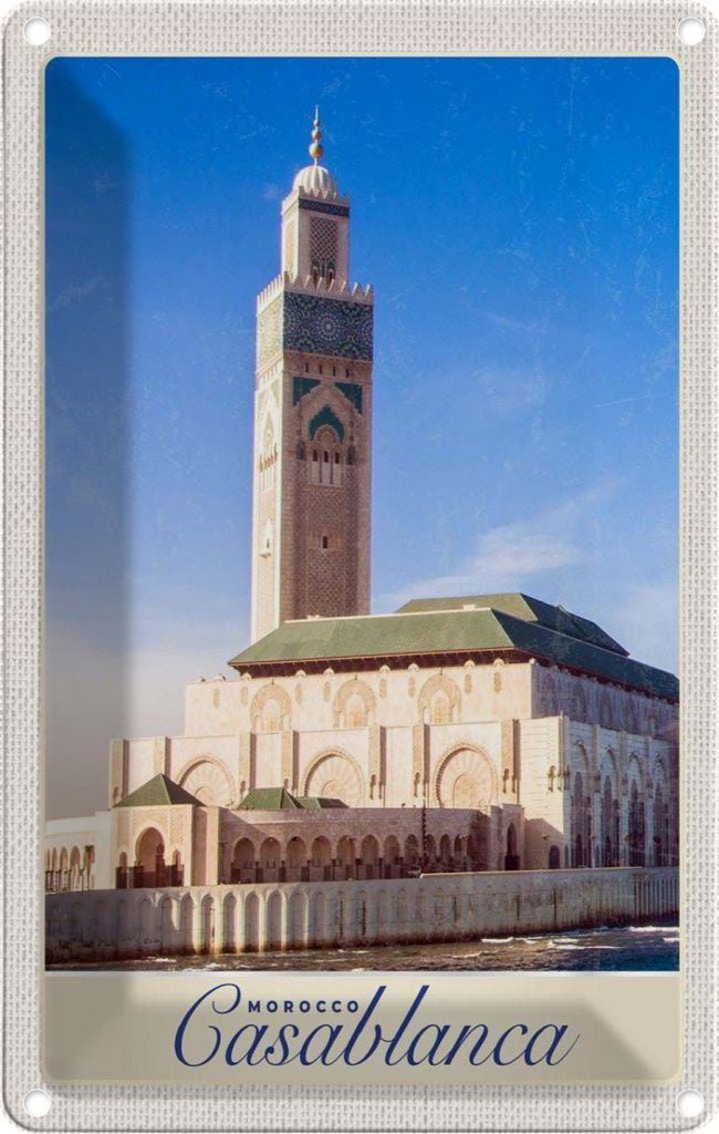 vianmo Blechschild 30x20 cm Casablanca Marokko Architektur Afrika Bildmotiv Reisemotiv Abenteuer Reisen Urlaub Häuser