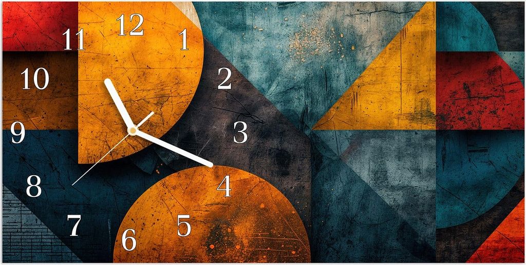 Wanduhr aus Glas mit Motiv Geometrische Kunst- 60 x 30 cm - inkl. Aufhängesystem