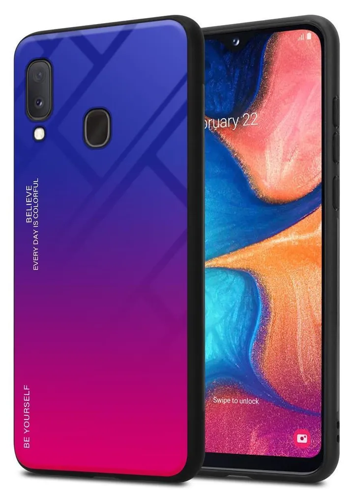 Cover Cadorabo Samsung A10e A20e TPU Nero e Vetro Temperato Antigraffio