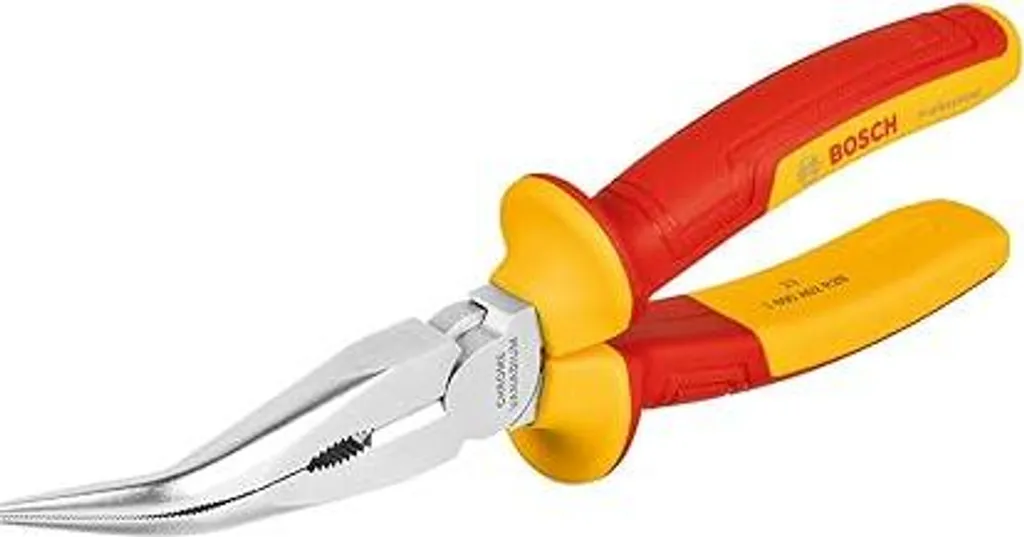 Pinza a becchi stretti Bosch Professional VDE, curva 40° – 200 mm (certificata fino a 1.000 V, isolata con poliuretani termoplastici (TPU))