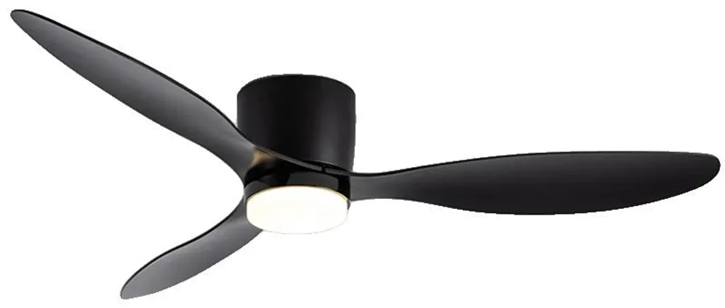 Ventilateur de plafond 52 pouces moteur éco noir avec télécommande LED