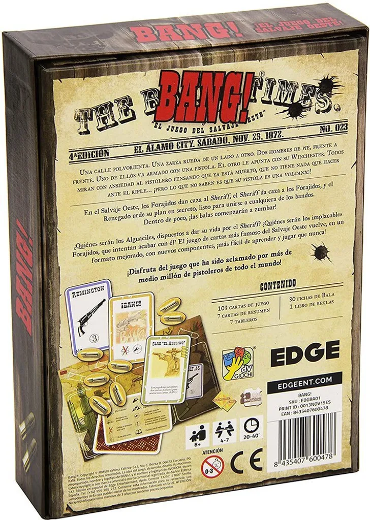 Bang Jeu de Cartes Dv Giochi Version Multicolore Multilingue Complet - 4