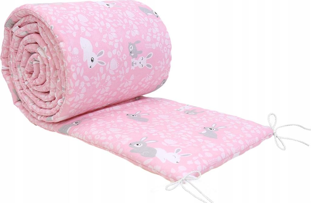 Bettumrandung für Babybett 30x180 cm Baumwolle weich gepolstert - ROSA