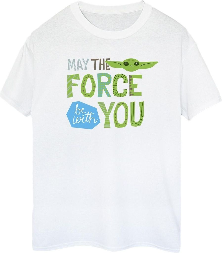 Star Wars - "The Mandalorian May The Force Be With You" T-Shirt für Damen BI45757 (XXL) (Weiß)