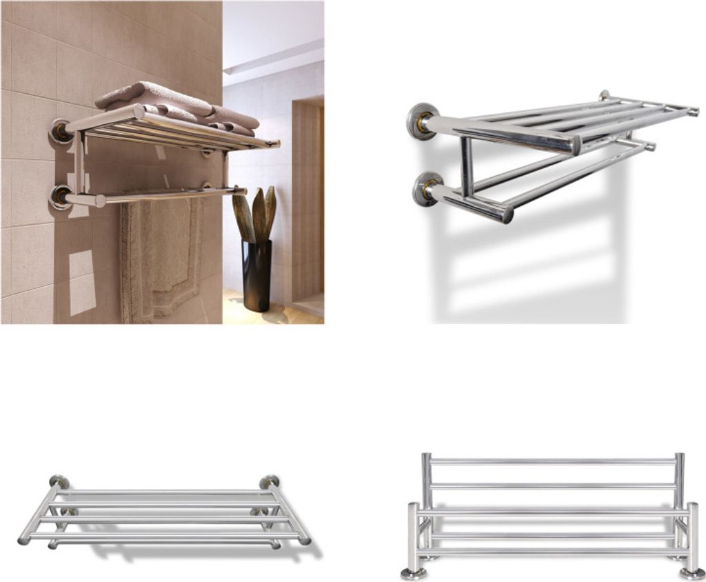 vidaXL Handtuchhalter 6 Stangen Edelstahl - Handtuchhaken - Handtuchhalter - Badehaken - Badetuchhaken