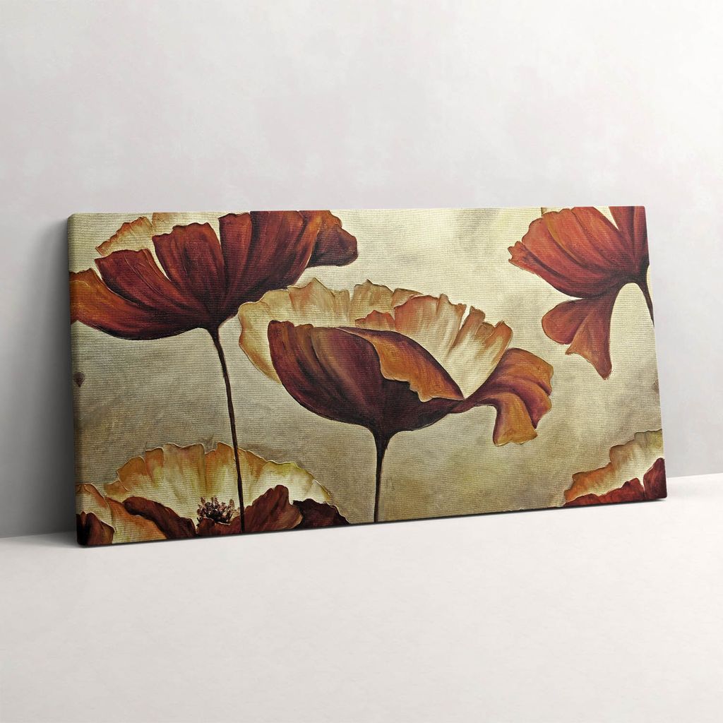 Gemalte Mohnblumen – Leinwandbild Wandbild – 100x50 cm – Leinwandbilder – Wandbilder – Schlafzimmer – Flur