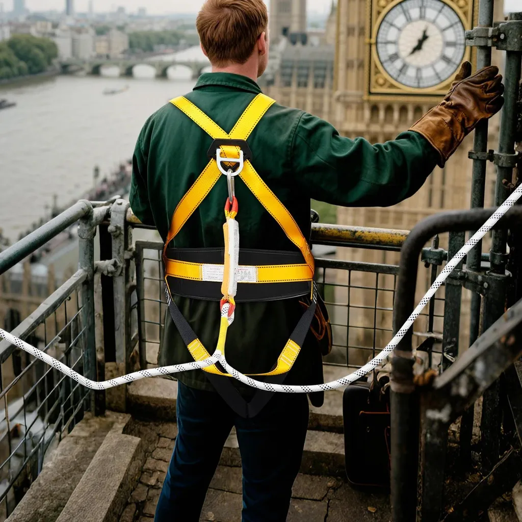 Harnais de sécurité complet avec longe 2m en polyester jaune - Sécurisé