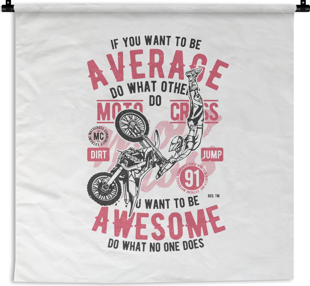 MuchoWow Wandteppich Wandbehang Mancave - Motorrad - Vintage - Sport 120x120 cm Tapisserie Dekoration Wandtuch - Modern - Baumwollgewebe