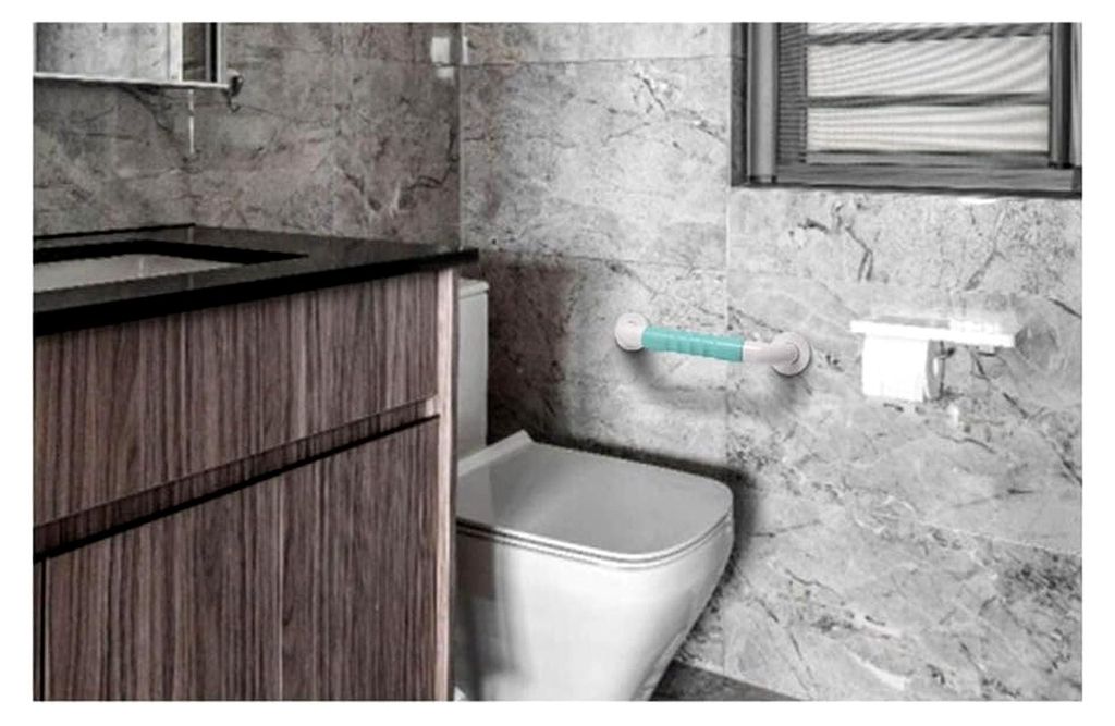 Duschgriff, Sicherheits-Haltegriff für Badezimmer, Badewannenschiene 380 mm, WC aus massivem Aluminium mit PolyurethanOberfläche, Tragfähigkeit ...