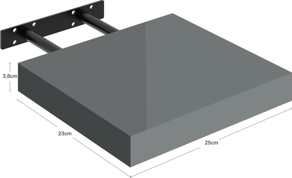 Wandregal - Schweberegal - 25x22,9x3,8 cm - Unsichtbare Halterung - E1 MDF & Metall - Tragkraft 15 kg - Wandmontage - 1 Stück - Dunkelgrün