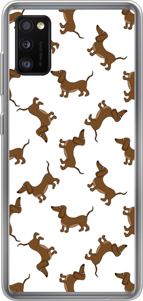 MuchoWow Handyhülle Schutzhülle Hülle für Telefoonhoesje Samsung Galaxy A41 Muster - Hund - Dackel - Jungen - Mädchen - Kinder - Kinder Sili...