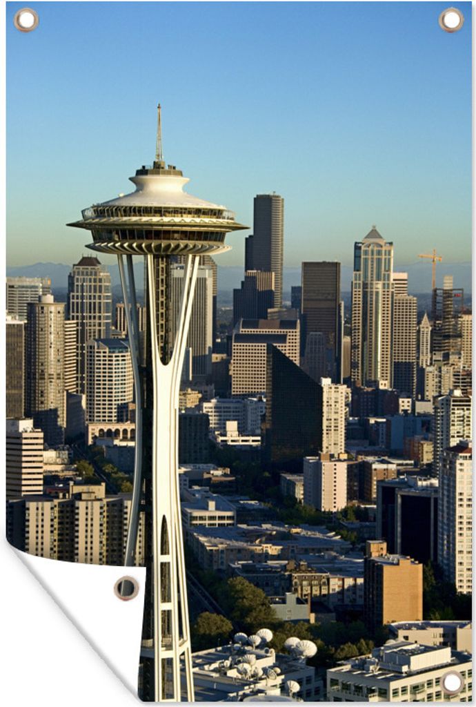 MuchoWow 80x120 cm Outdoor-Poster Gartendeko Sichtschutz Garten Poster für den Garten Seattle - Amerika - Architektur