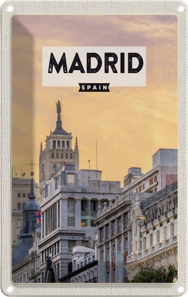 vianmo Blechschild 30x20 cm Madrid Spanien kurz Trip Bildmotiv Reisemotiv Abenteuer Reisen Urlaub