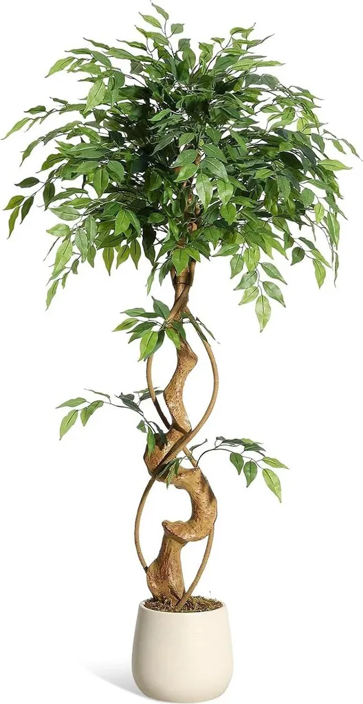 Ficus artificiel réaliste 120 cm tronc courbé : fini l'entretien !