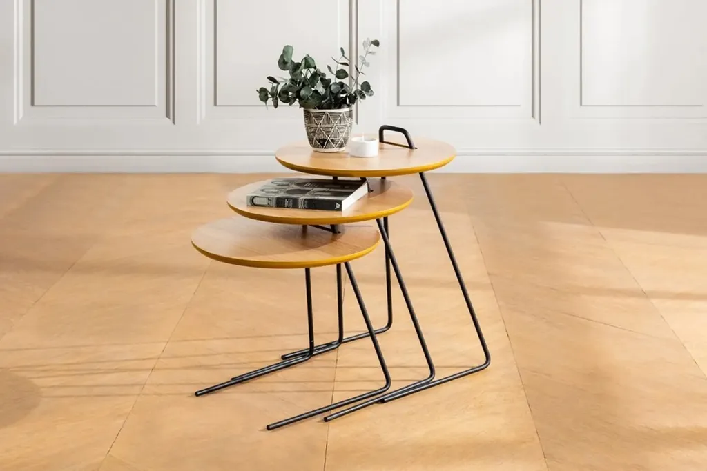 Lot de 3 Tables gigognes 100% MDF Naturel - Style Skye Decor Metis