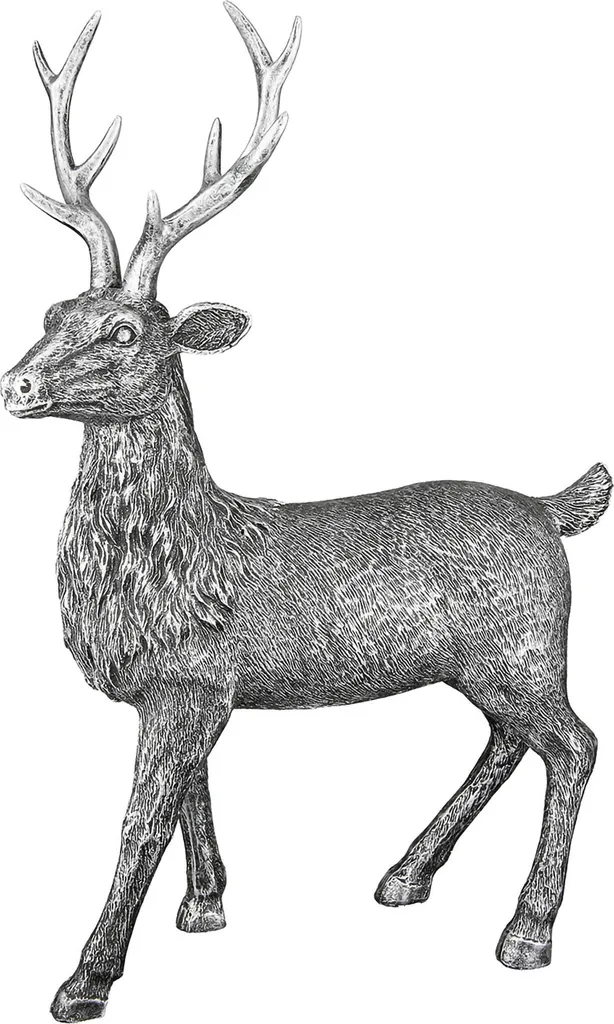 Figurine Cerf Argent 36,5 cm en Résine Gilde - Décoration de Luxe Chic